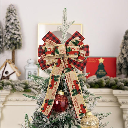 Fall Bow Wreath Thanksgiving Wreath Burlap Bow Fall Orange Pumpkin Wreath Bow Decor Buffalo Plaid Bow Tree Topper for Indoor Outdoor 1PCS.
