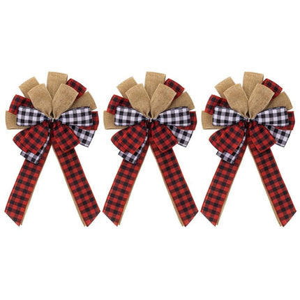 Fall Bow Wreath Thanksgiving Wreath Burlap Bow Fall Orange Pumpkin Wreath Bow Decor Buffalo Plaid Bow Tree Topper for Indoor Outdoor 3PCS.