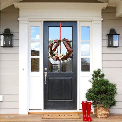 Farmhouse Wreath Boho Wreath, Artificial Pine & Golden Bell Wreath, Tree Hanging Garland Holiday Wreath.