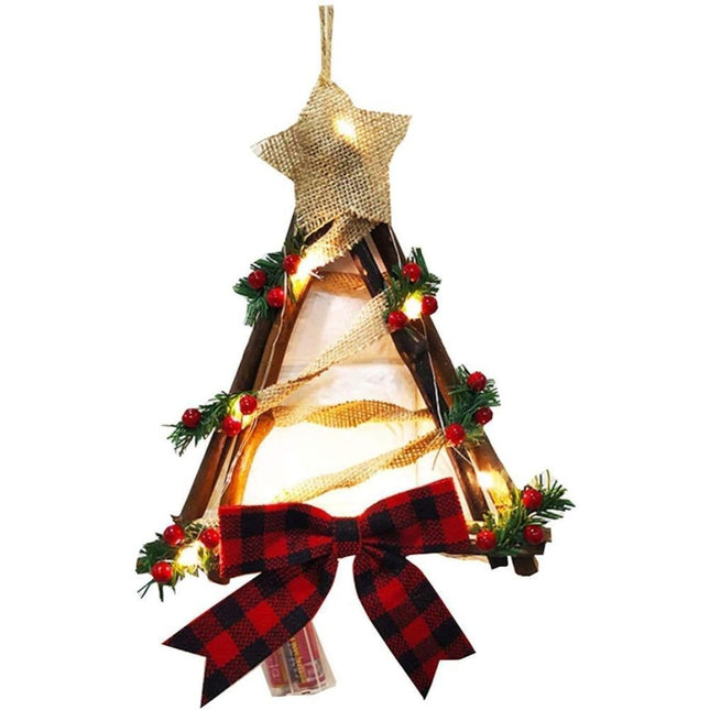 Lighted Christmas Wreath Decoration, Grapevine Wreath for Front Door Home Garden Wall Decor.