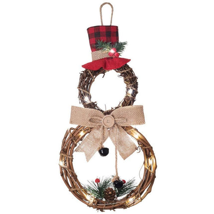 Lighted Christmas Wreath Decoration, Grapevine Wreath for Front Door Home Garden Wall Decor.