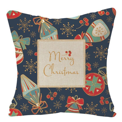 Merry Christmas Throw Pillow Covers 18x18 Inch, Xmas Trees Decorative Cushion Cases for Home Decoration - Navy Blue.