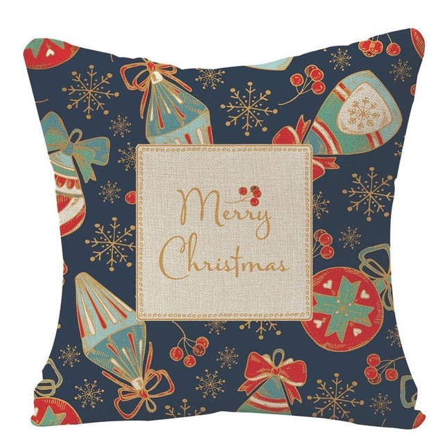 Merry Christmas Throw Pillow Covers 18x18 Inch, Xmas Trees Decorative Cushion Cases for Home Decoration - Navy Blue.