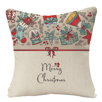 Merry Christmas Throw Pillow Covers 18x18 Inch, Xmas Trees Decorative Cushion Cases for Home Decoration - White.