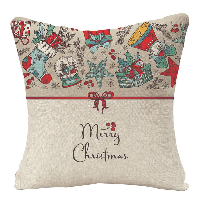 Merry Christmas Throw Pillow Covers 18x18 Inch, Xmas Trees Decorative Cushion Cases for Home Decoration - White.