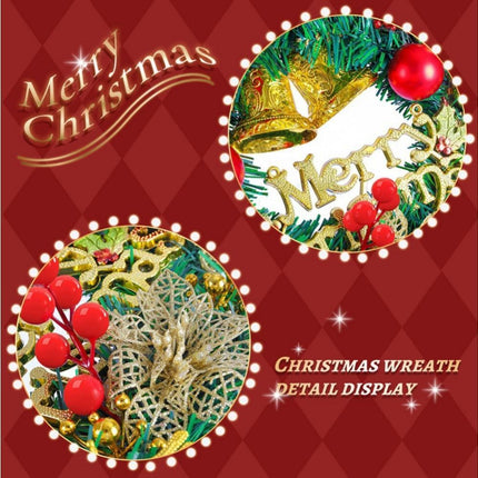 Merry Christmas Wreath 12 Inch Christmas Decorations Front Door Wreath Ornament Wall Artificial Pine Garland for Christmas Party Decor - 30CM.