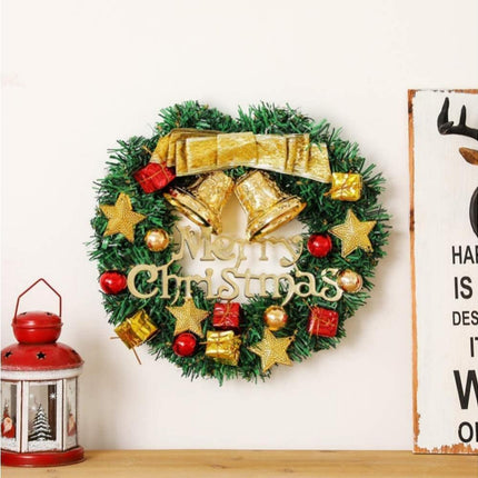 Merry Christmas Wreath 12 Inch Christmas Decorations Front Door Wreath Ornament Wall Artificial Pine Garland for Christmas Party Decor - 30CM.
