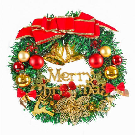 Merry Christmas Wreath 12 Inch Christmas Decorations Front Door Wreath Ornament Wall Artificial Pine Garland for Christmas Party Decor - 30CM.