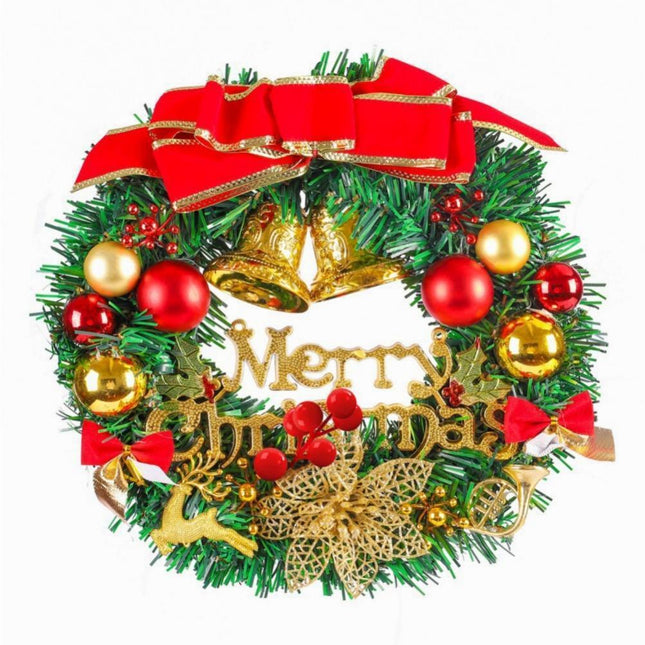 Merry Christmas Wreath 12 Inch Christmas Decorations Front Door Wreath Ornament Wall Artificial Pine Garland for Christmas Party Decor - 30CM.