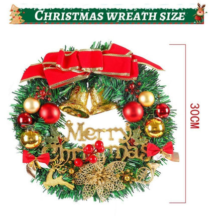 Merry Christmas Wreath 12 Inch Christmas Decorations Front Door Wreath Ornament Wall Artificial Pine Garland for Christmas Party Decor - 30CM.