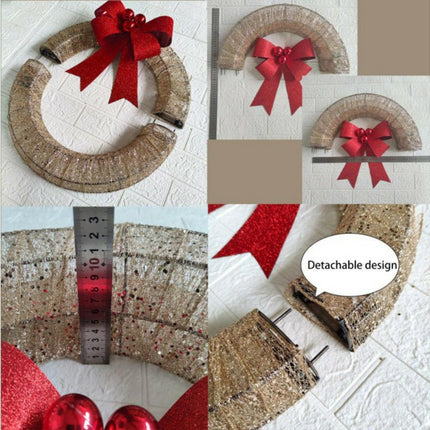 Outdoor Christmas Wreath Decoration, LED Metal Holiday Decor for Home Exterior, Garden - Green 50CM.