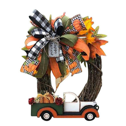 Red Truck Christmas Wreath Fall Eucalyptus Christmas Door Wreath Truck Autumn Wreath Decorations Window Front Door Decoration Wall Hanging Sign.