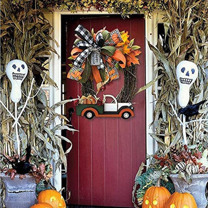 Red Truck Christmas Wreath Fall Eucalyptus Christmas Door Wreath Truck Autumn Wreath Decorations Window Front Door Decoration Wall Hanging Sign.