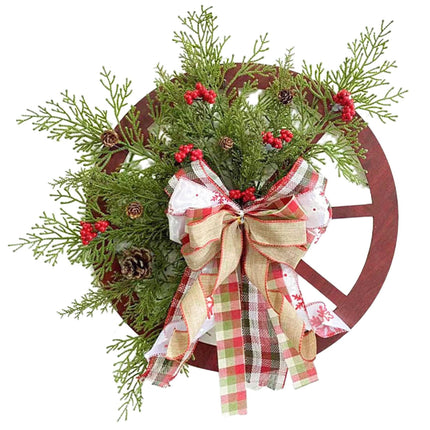 30cm Christmas Wagon Wheel Wreath, Artificial Hanging Garland, Christmas Decorations.