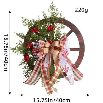 30cm Christmas Wagon Wheel Wreath, Artificial Hanging Garland, Christmas Decorations.
