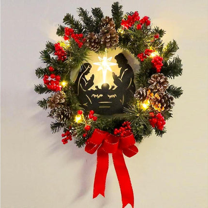 30cm Christmas Wreath for Nativity Scene, Christmas Decorations, Artificial Christmas Wreath.