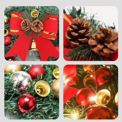 30cm Christmas Wreath with Lights, Christmas Decorations, Artificial Christmas Garland.