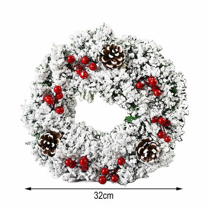 32cm Christmas Wreath, Christmas Garlands, Christmas Decoration, Artificial Pine Cones, Red Berry Wreath.