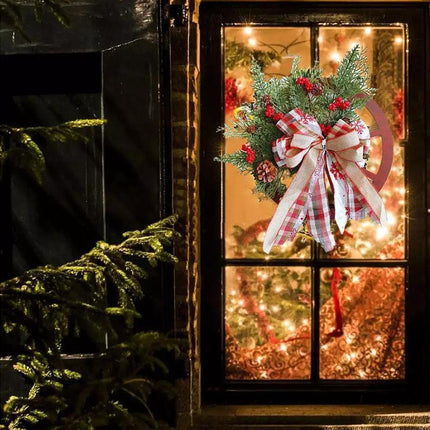 40cm Christmas Wagon Wheel Wreath, Artificial Hanging Garland, Christmas Decorations.