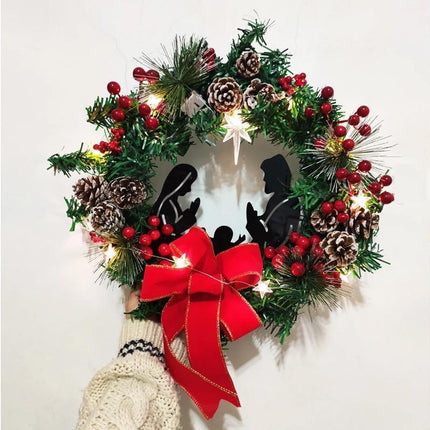 40cm Christmas Wreath for Nativity Scene, Christmas Decorations, Artificial Christmas Wreath.