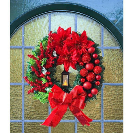 40cm Christmas Wreath with LED Light, Christmas Decoration, Artificial Christmas Garland.