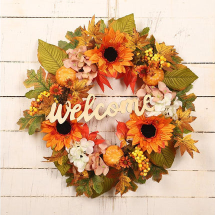 45cm Fall Wreath - Thanksgiving Wreath, Artificial Fall Garland, Welcome Wreath Decorations.