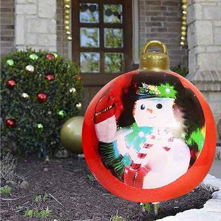 60cm Giant Inflatable Christmas Ball, PVC Decoration Ball for Outdoor, Holiday, Patio, Porch (Red Stripes).