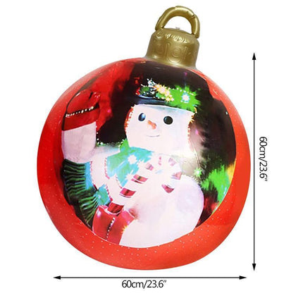 60cm Giant Inflatable Christmas Ball, PVC Decoration Ball for Outdoor, Holiday, Patio, Porch (Red Stripes).