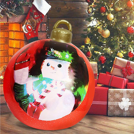 60cm Giant Inflatable Christmas Ball, PVC Decoration Ball for Outdoor, Holiday, Patio, Porch (Red Stripes).