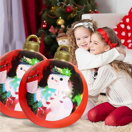 60cm Giant Inflatable Christmas Ball, PVC Decoration Ball for Outdoor, Holiday, Patio, Porch (Red Stripes).