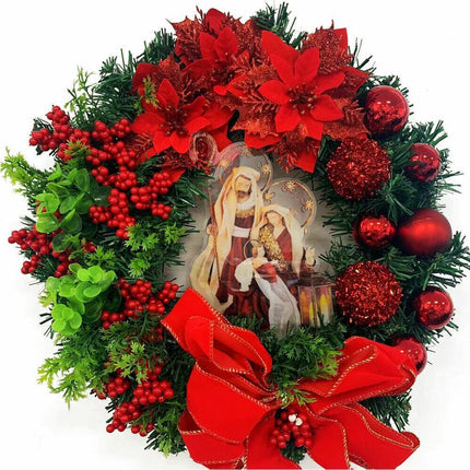 Nativity Christmas Wreath, 40cm Artificial Christmas Garlands, Christmas Decorations.