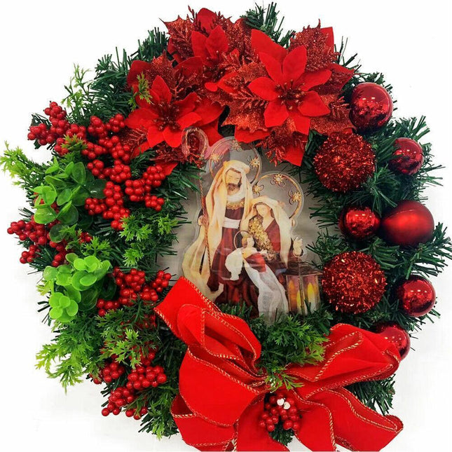 Nativity Christmas Wreath, 40cm Artificial Christmas Garlands, Christmas Decorations.