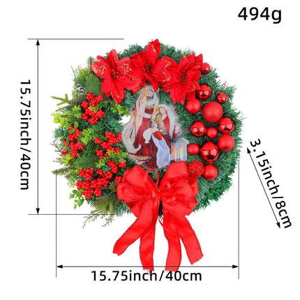 Nativity Christmas Wreath, 40cm Artificial Christmas Garlands, Christmas Decorations.