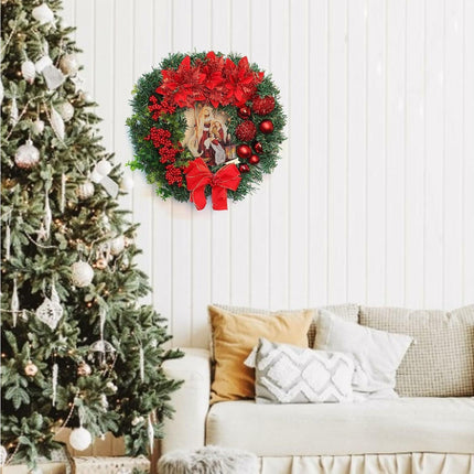 Nativity Christmas Wreath, 40cm Artificial Christmas Garlands, Christmas Decorations.