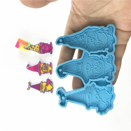 1 Set Keychain Mold Non Sticky Reusable DIY Silicone Easter Gnome Pendant Handicrafts Making Mold for Gift - Blue.