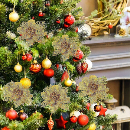 16 Pcs Christmas Tree Decoration, Christmas Glitter Christmas Tree Ornament Christmas Decoration Glitter.