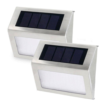 2 Pack Solar Step Lights Bright LED Solar Fence Lights For Garden Patio Decks-warm light.