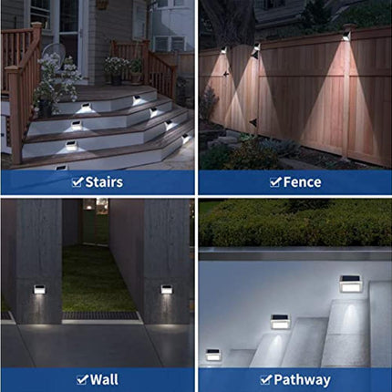 2 Pack Solar Step Lights Bright LED Solar Fence Lights For Garden Patio Decks-warm light.