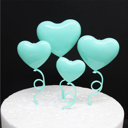 2 Sets Cake Toppers Creative Shape Vibrant Color 3D Visual Effect Food Grade Love Heart Cake Toppers Birthday Party Decorations Party Supplies - Green.