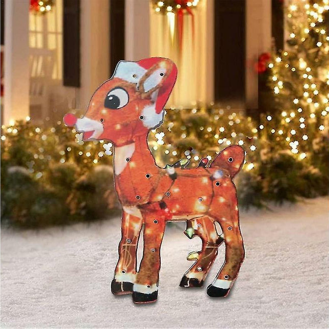 2D Christmas Dog With Led Lights Yard Decoration With Acrylic Garden Stake.
