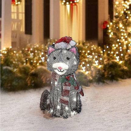 2D Christmas Dog With Led Lights Yard Decoration With Acrylic Garden Stake.