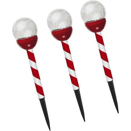 3 Pcs Christmas Solar Candy Lights Candy Cane Lights Outdoor Candy Pathway Markers adornos navideos para Exterior Landscape spotlights Blin.