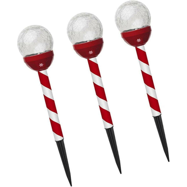 3 Pcs Christmas Solar Candy Lights Candy Cane Lights Outdoor Candy Pathway Markers adornos navideos para Exterior Landscape spotlights Blin.