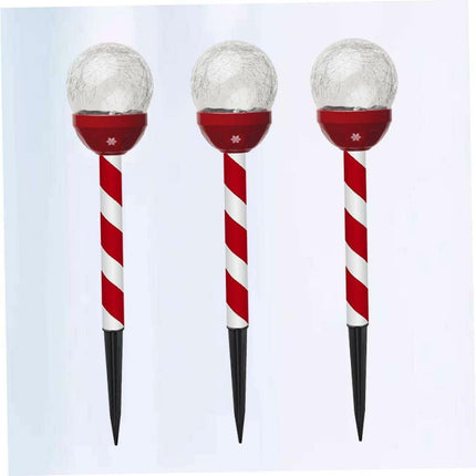 3 Pcs Christmas Solar Candy Lights Candy Cane Lights Outdoor Candy Pathway Markers adornos navideos para Exterior Landscape spotlights Blin.