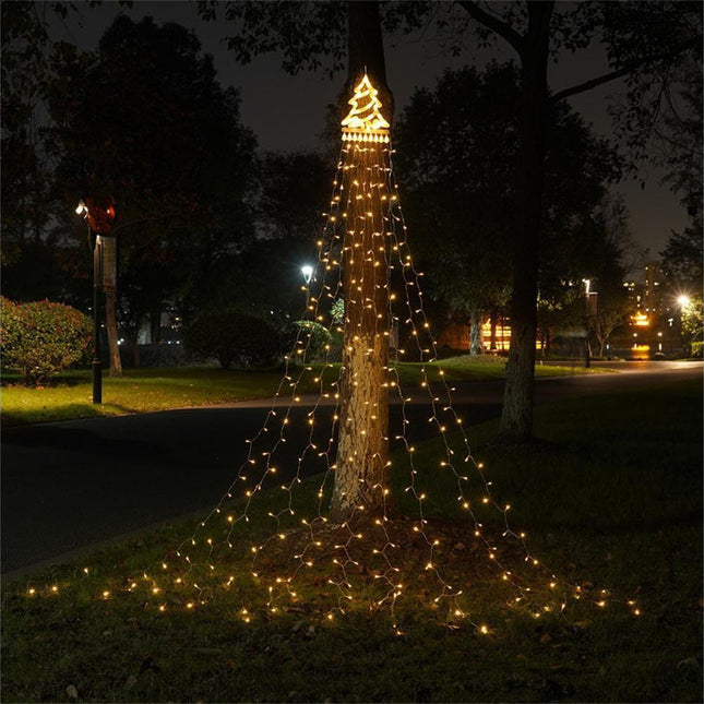 350 LED Solar Waterfall String Light Fairy Xmas Tree Hanging Decor Outdoor - Warm White.
