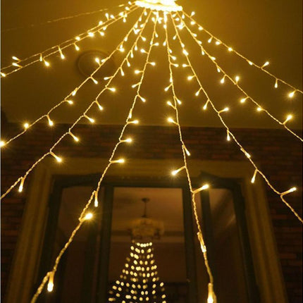 350 LED Solar Waterfall String Light Fairy Xmas Tree Hanging Decor Outdoor - Warm White.
