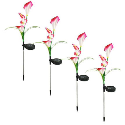4 Pack of 16 LED Solar Garden Lights, Calla Lights, for Garden, Patio, Passage Decoration-red.