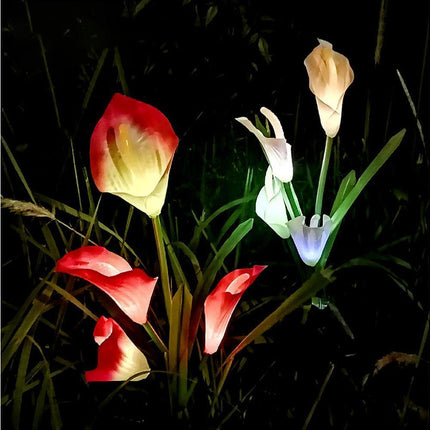4 Pack of 16 LED Solar Garden Lights, Calla Lights, for Garden, Patio, Passage Decoration-red.