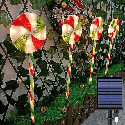 4 Packs Solar Lollipops Cane Light Candy Cane Walkside Lights With 8 Modes 39.5*20*8cm.