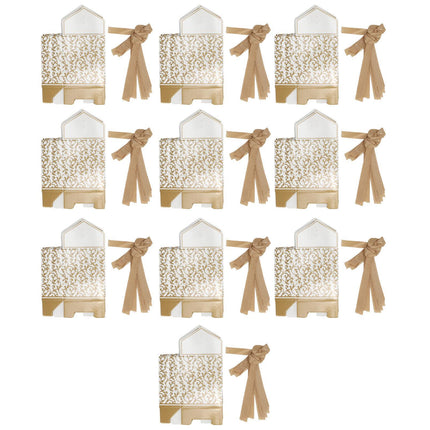 40 Sets Gift Bag Exquisite Unique Golden Pattern Bow Small Gift Box Decoration For Wedding Birthday Party Festival.